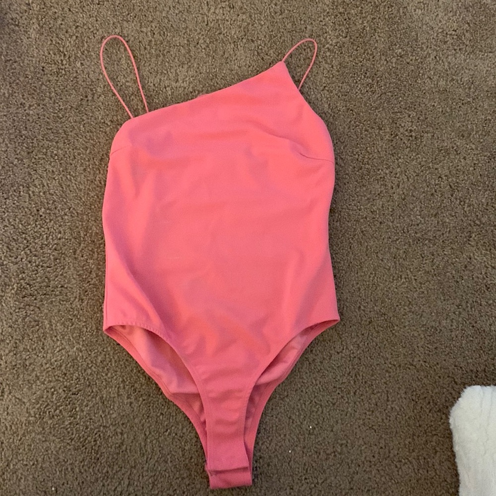 Princess Polly pink asymmetrical bodysuit - size 6